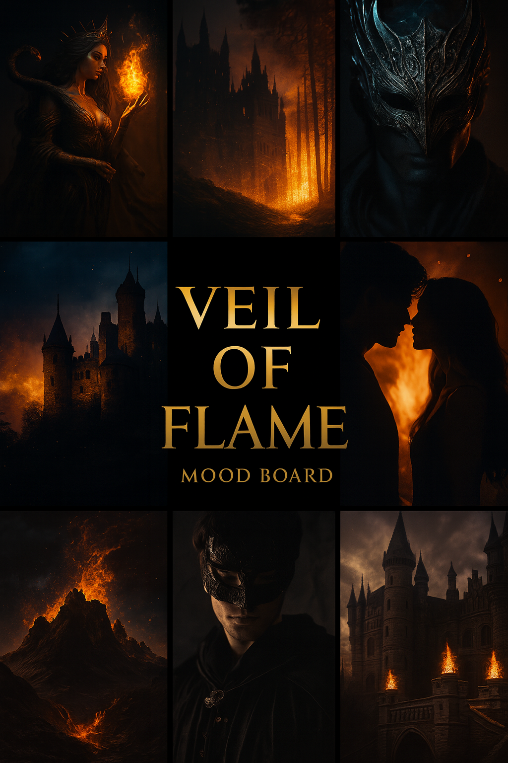 Veil of Flame dark ember mood board